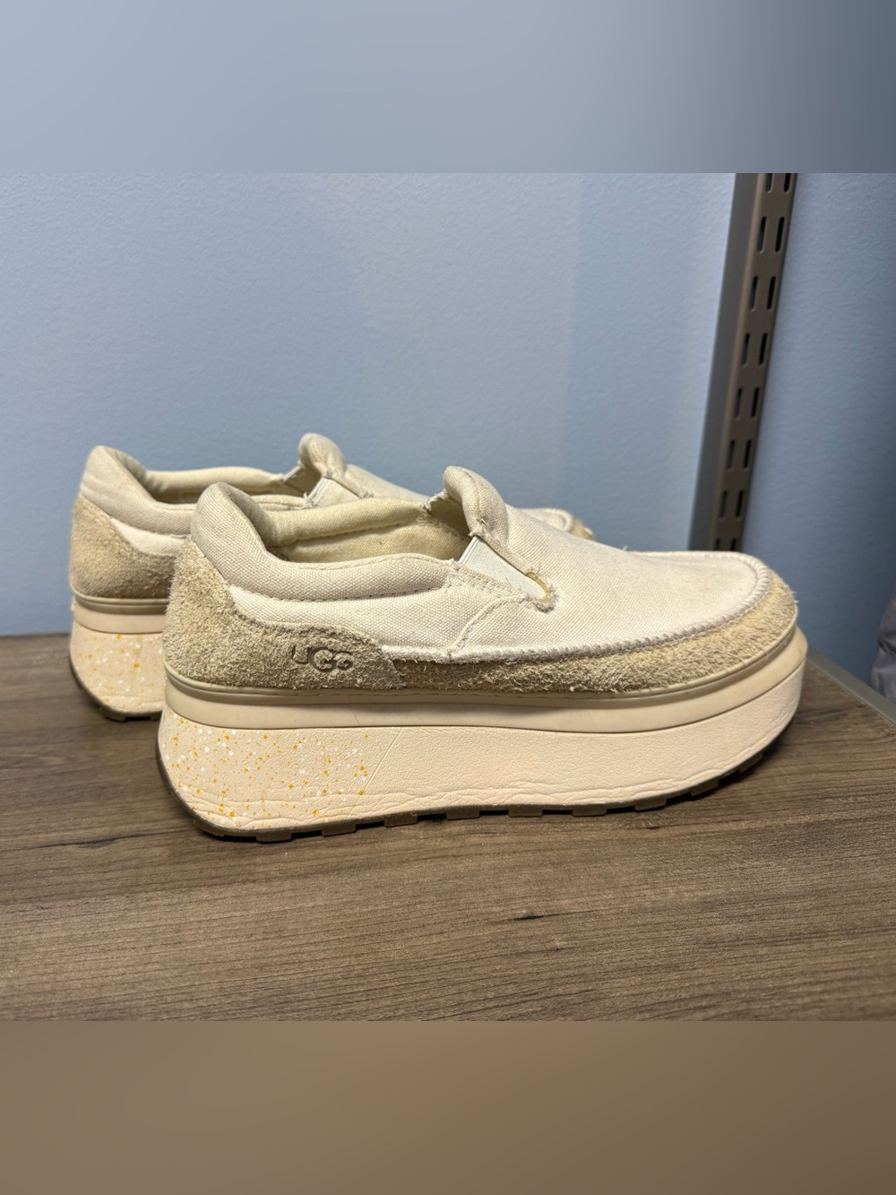UGG Cream Platform Slip-On Sneakers with Speckled Midsole Women’s 9 Marin